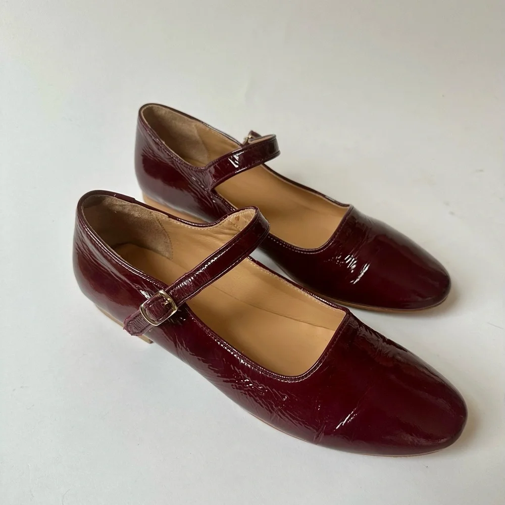 Caron Callahan Deep Red Mary Jane Flats size 41 - Picture 1 of 8